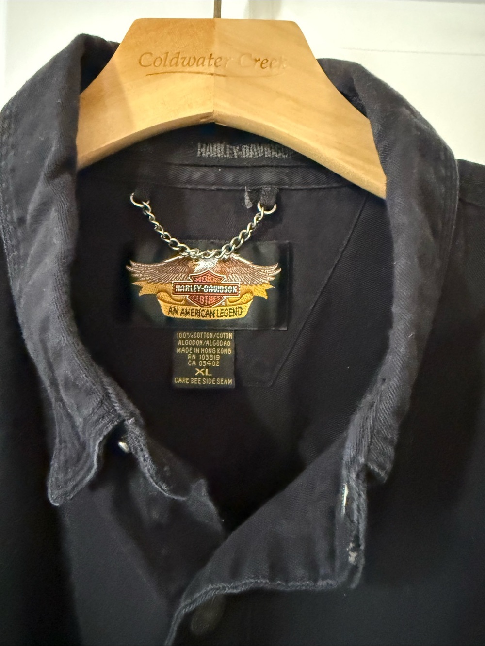 Harley-Davidson Men's Black Cotton Shirt Jacket with Embroidered Patch  xl